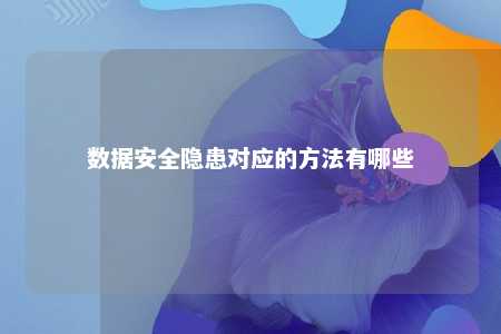 数据安全隐患对应的方法有哪些 